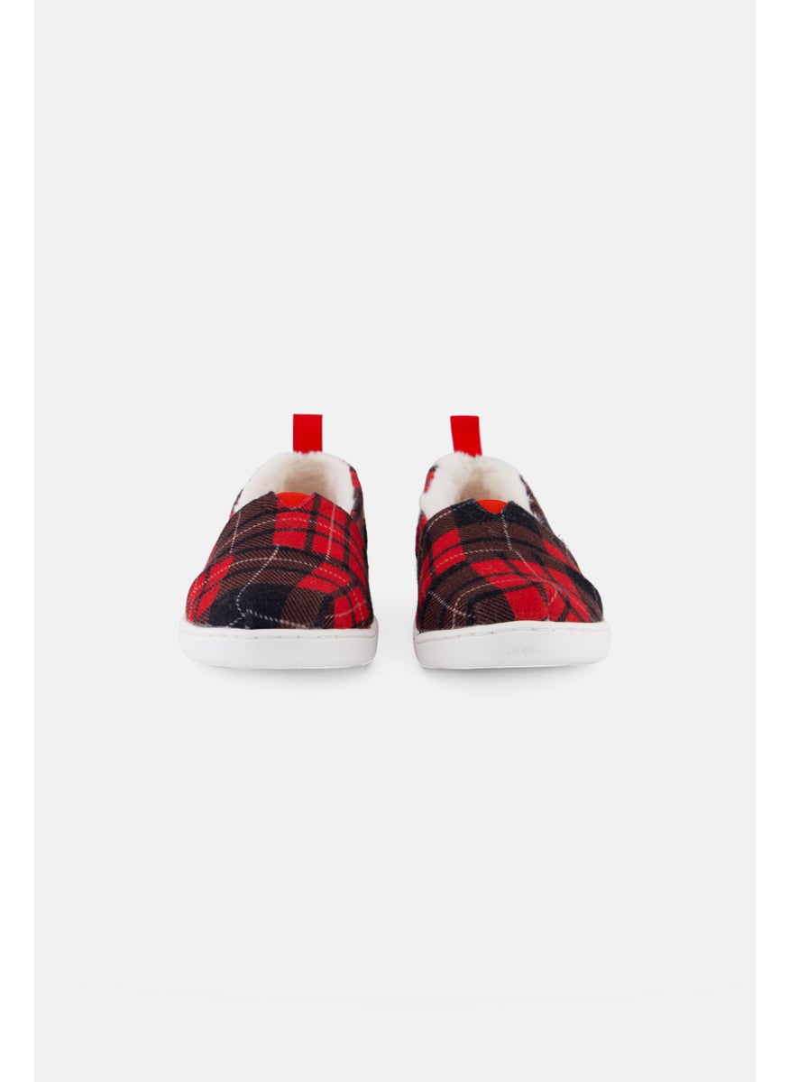 Kids Girl Checkered Slip On Shoes, Red