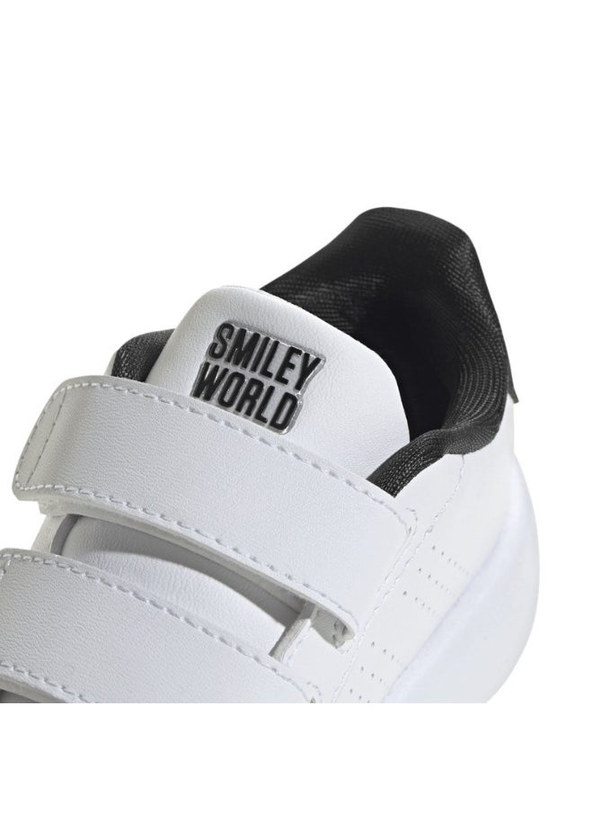 adidas ADVANTAGE SMILEY CF I White Tennis SHOES for Unisex Kids - 3K