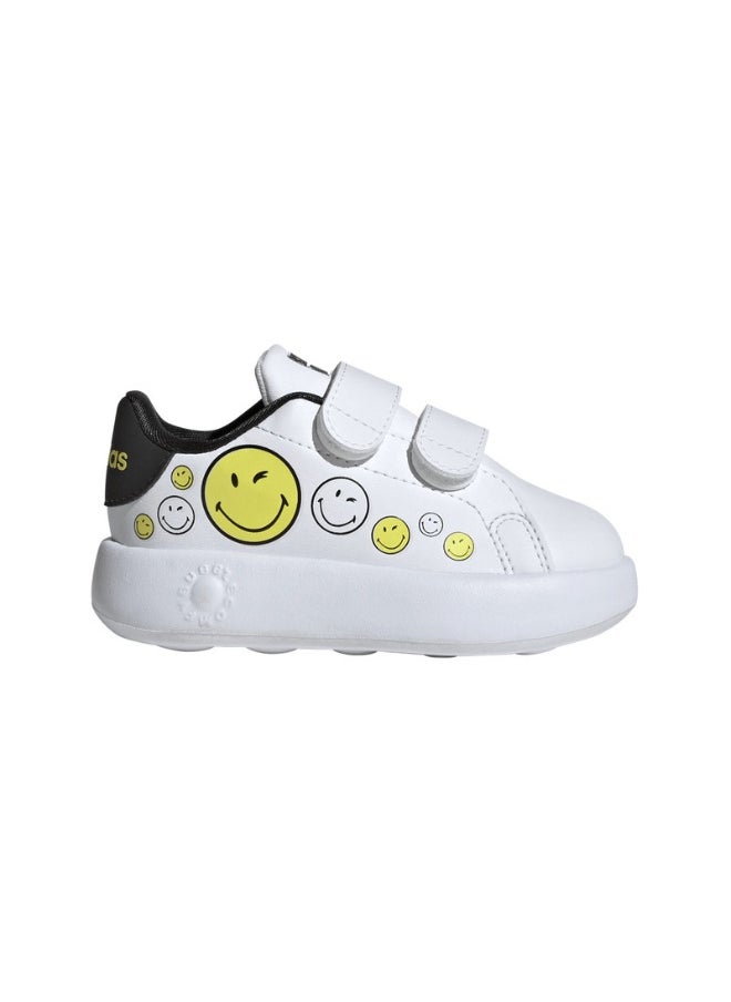 adidas ADVANTAGE SMILEY CF I White Tennis SHOES for Unisex Kids - 3K