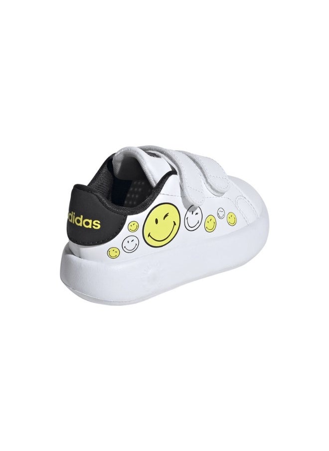 adidas ADVANTAGE SMILEY CF I White Tennis SHOES for Unisex Kids - 3K