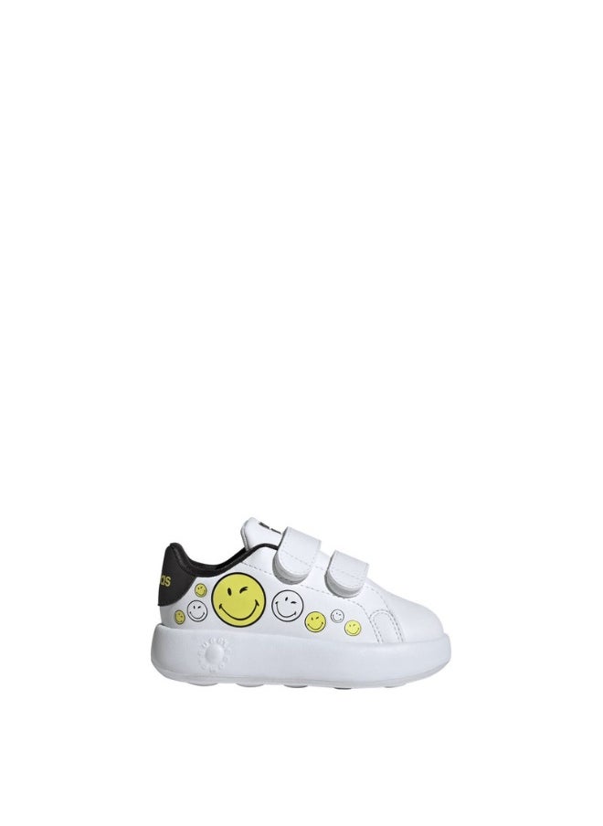 adidas ADVANTAGE SMILEY CF I White Tennis SHOES for Unisex Kids - 3K