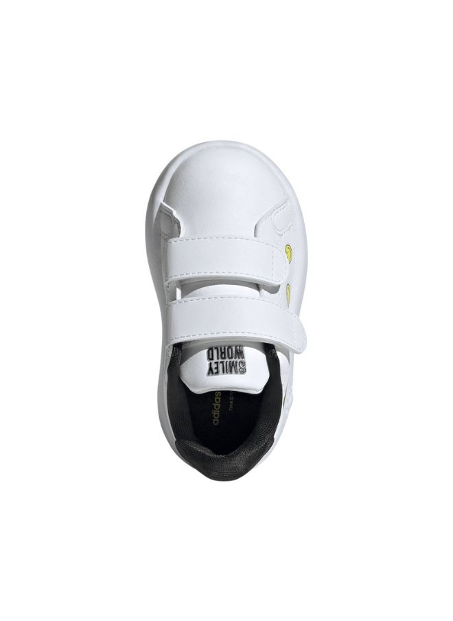 adidas ADVANTAGE SMILEY CF I White Tennis SHOES for Unisex Kids - 3K