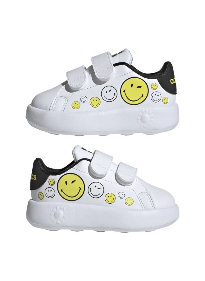 adidas ADVANTAGE SMILEY CF I White Tennis SHOES for Unisex Kids - 3K