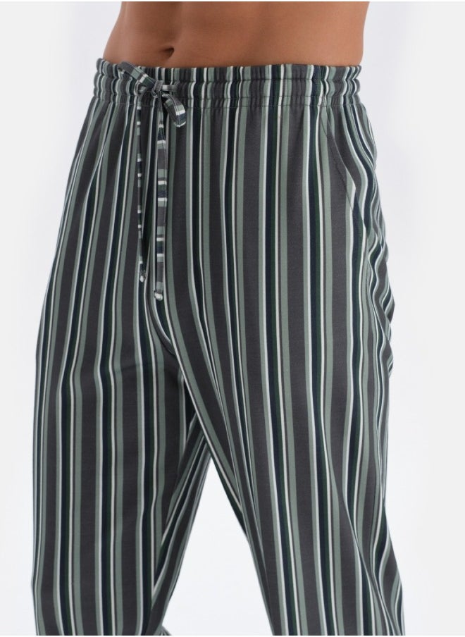 Striped Shirt & Trousers Pajama Set Spread Collar Modal Mid Rise Sleepwear