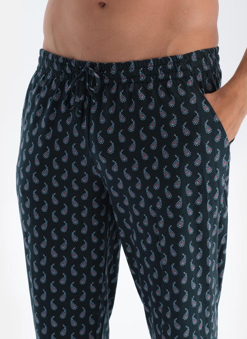 T-shirt & Trousers Pajama Set Crew Neck Modal Mid Rise Sleepwear
