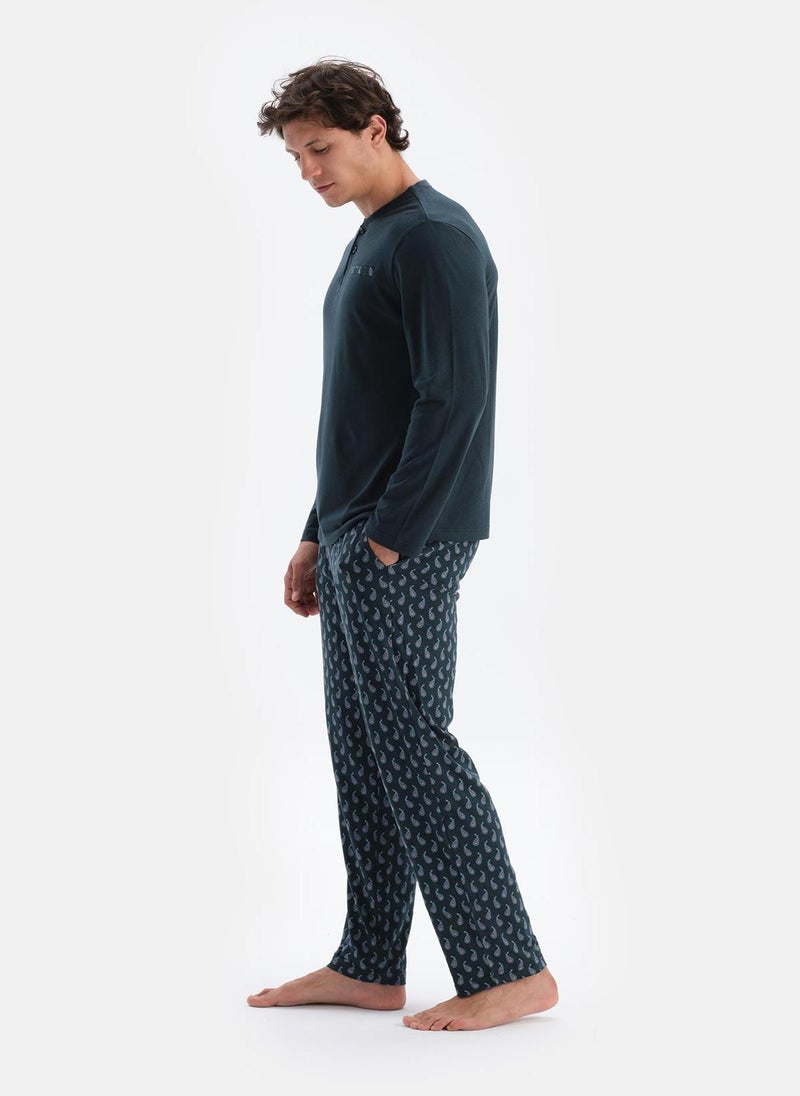 T-shirt & Trousers Pajama Set Crew Neck Modal Mid Rise Sleepwear