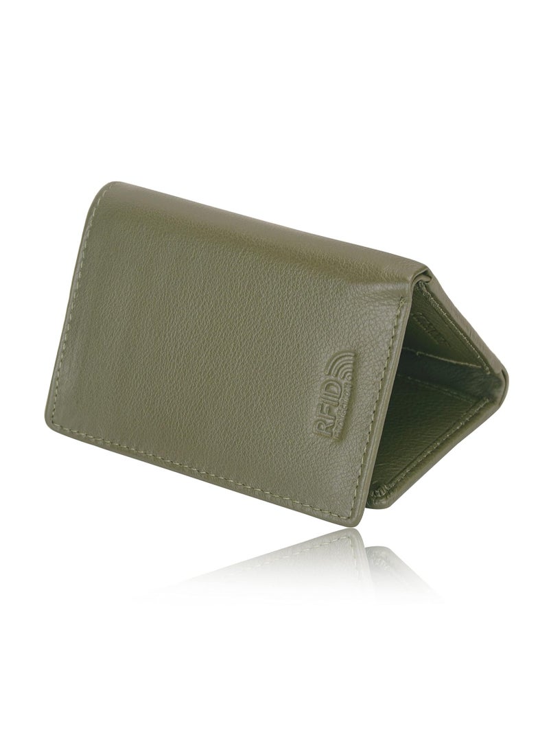 HORNBULL Trifold Green Genuine Leather Wallet for Men | Mens Wallet with RFID Blocking | Gift Set