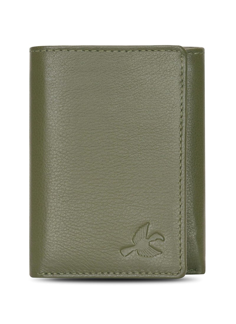 HORNBULL Trifold Green Genuine Leather Wallet for Men | Mens Wallet with RFID Blocking | Gift Set