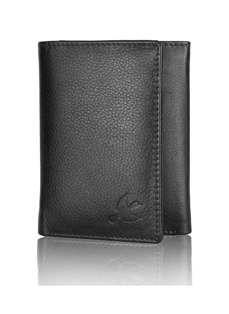 HORNBULL Trifold black Genuine Leather Wallet for Men | Mens Wallet with RFID Blocking | Gift Set