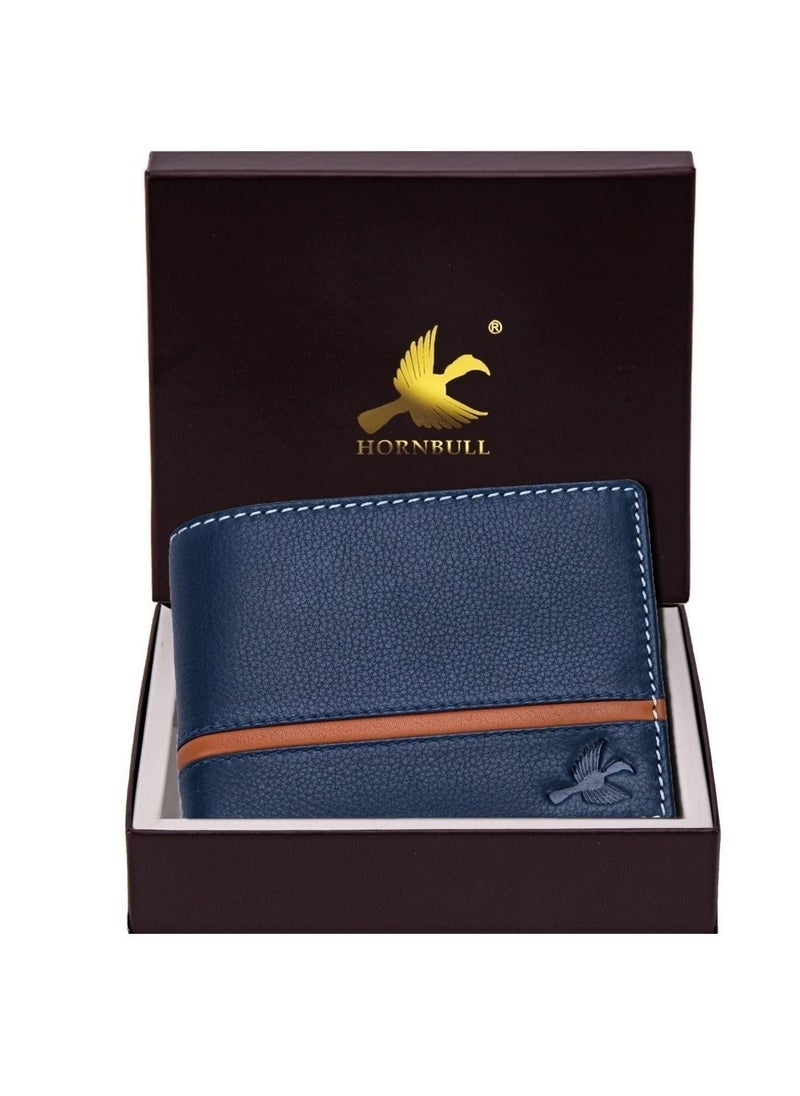 HORNBULL Denial Navy Leather Wallet for Men | Leather Mens Wallet with RFID Blocking | Wallets Men Genuine Leather