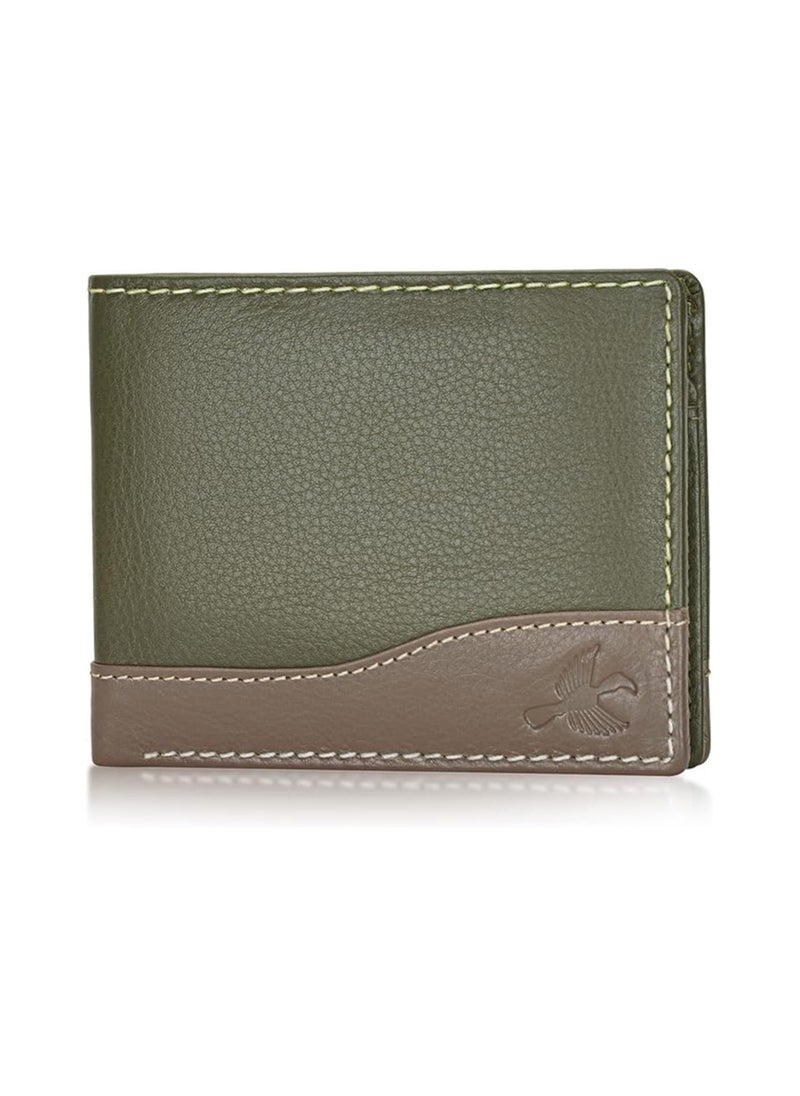 HORNBULL Men's Buttler Green Genuine Leather RFID Blocking Wallet for Men
