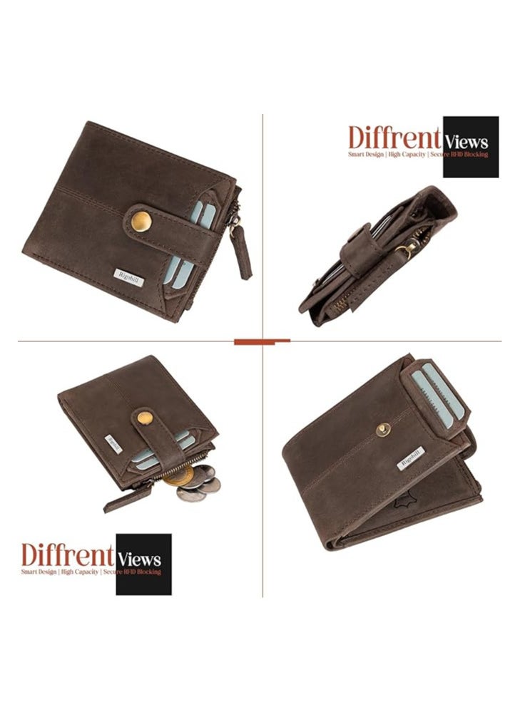 HORNBULL Billy Olive/Mud Mens Leather Wallet | Premium Qaulity Leather Wallet for Mens | Mens Wallet
