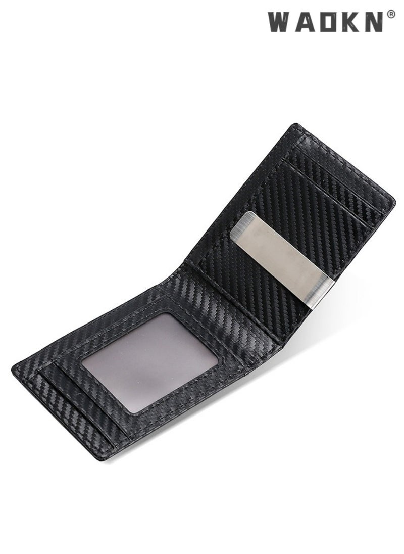 Wallet for Men Slim Larger Capacity-Leather Money Clip Mens Wallet - RFID Blocking Front Pocket Bifold Wallet - Minimalist Credit Card Holder with ID Window Man Birhtday Present