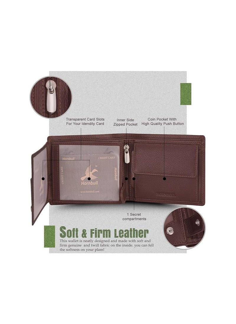HORNBULL Stella Wallet for Men | Stylist Mens Wallet with RFID Blocking | Wallet Men Brown Genuine Leather | Wallets Men Leather | Gift for Men