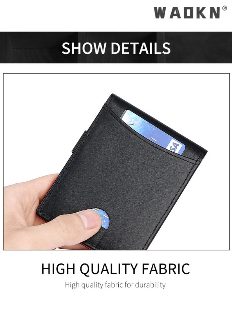 Wallet for Men Slim Larger Capacity-Leather Money Clip Mens Wallet - RFID Blocking Front Pocket Bifold Wallet - Minimalist Credit Card Holder with ID Window Man Birhtday Present