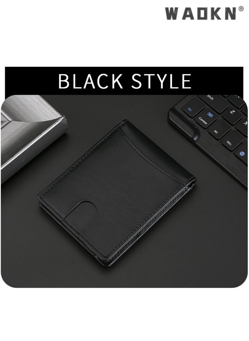 Wallet for Men Slim Larger Capacity-Leather Money Clip Mens Wallet - RFID Blocking Front Pocket Bifold Wallet - Minimalist Credit Card Holder with ID Window Man Birhtday Present
