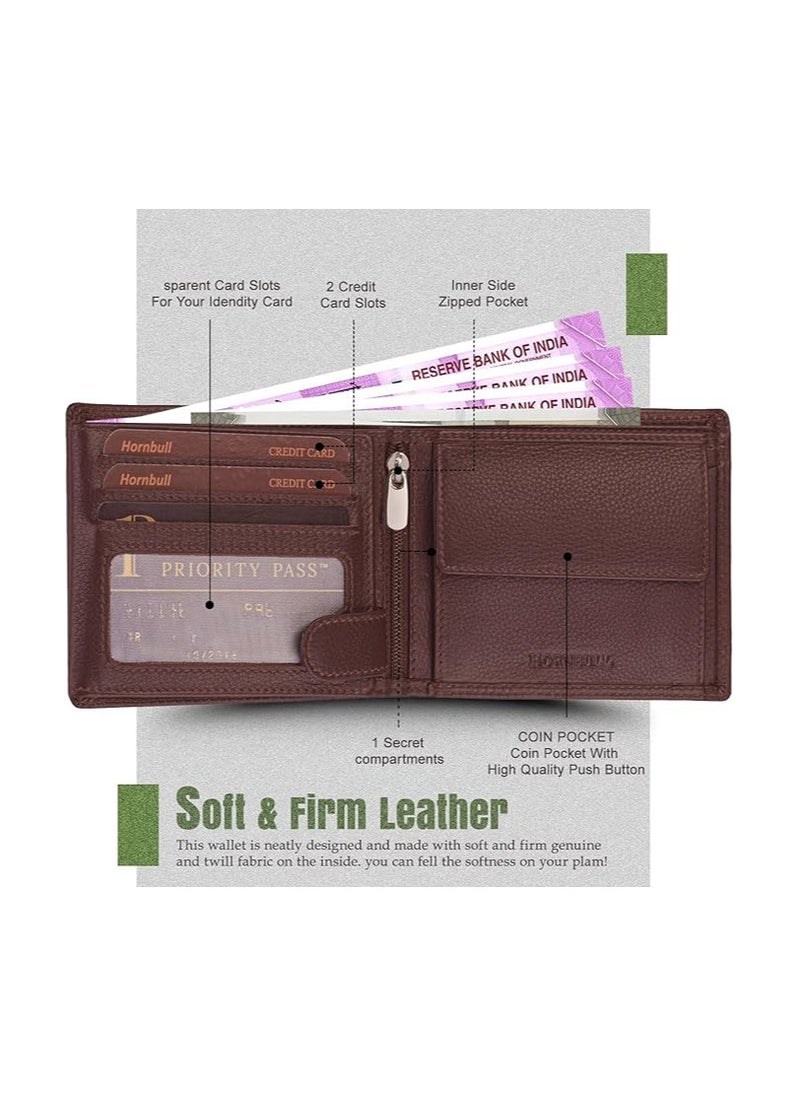 HORNBULL Themes Brown RFID Blocking Leather Wallet for Men | Wallets Men Leather