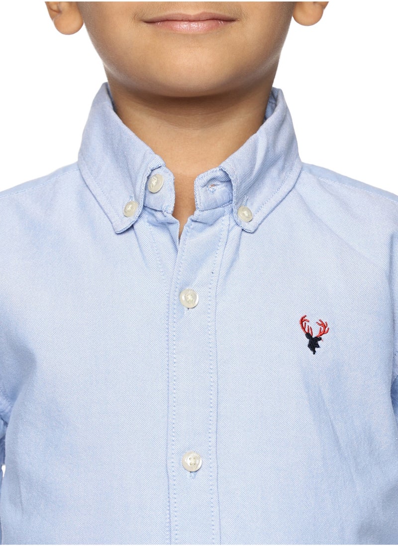 Boys' Long Sleeve Oxford Dress Shirt | Kids Classic Formal Button Down Shirt | Collared Neck Cotton Shirt - Sky Blue