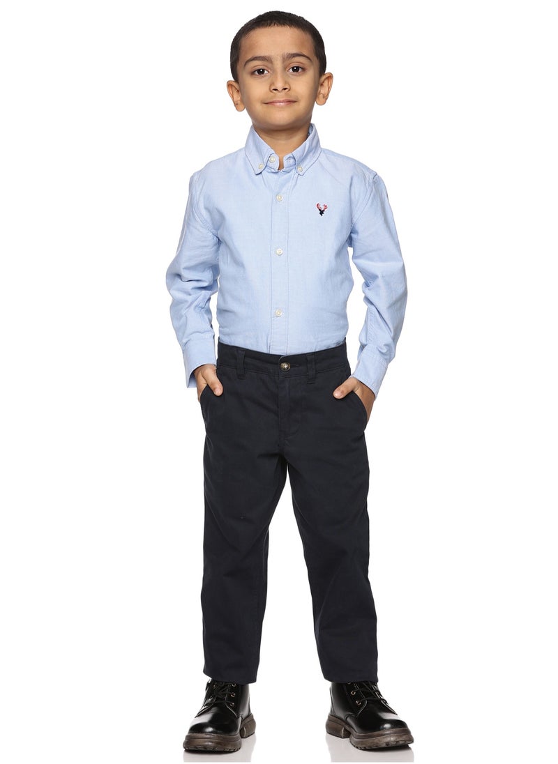 Boys' Long Sleeve Oxford Dress Shirt | Kids Classic Formal Button Down Shirt | Collared Neck Cotton Shirt - Sky Blue