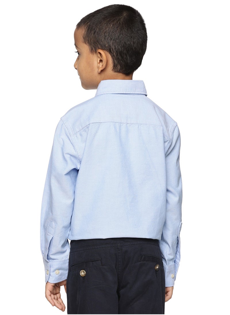 Boys' Long Sleeve Oxford Dress Shirt | Kids Classic Formal Button Down Shirt | Collared Neck Cotton Shirt - Sky Blue