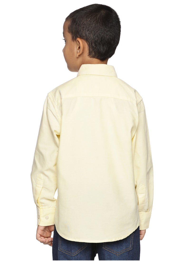 Boys' Long Sleeve Oxford Dress Shirt | Kids Classic Formal Button Down Shirt | Collared Neck Cotton Shirt - Yellow