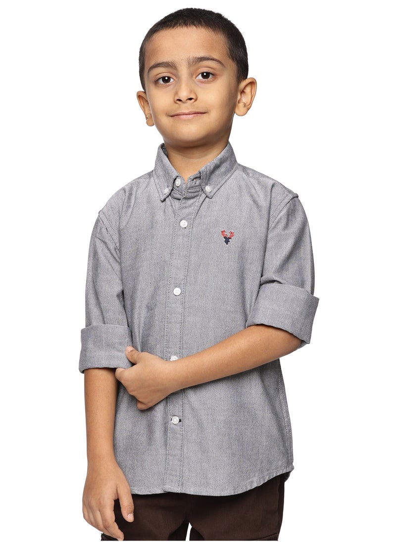 Boys' Long Sleeve Oxford Dress Shirt | Kids Classic Formal Button Down Shirt | Collared Neck Cotton Shirt