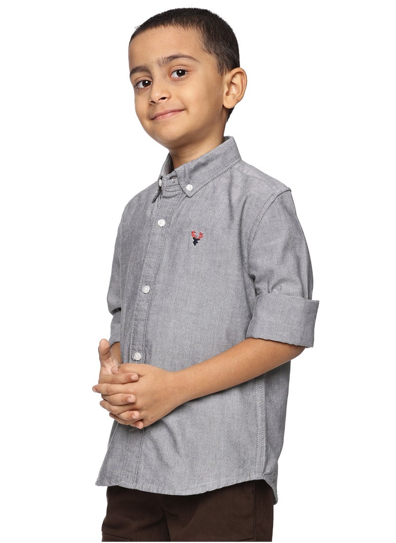 Boys' Long Sleeve Oxford Dress Shirt | Kids Classic Formal Button Down Shirt | Collared Neck Cotton Shirt