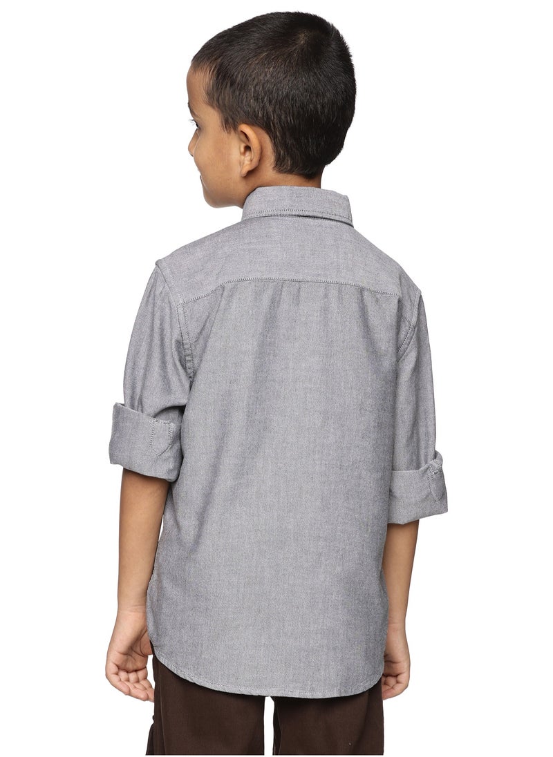 Boys' Long Sleeve Oxford Dress Shirt | Kids Classic Formal Button Down Shirt | Collared Neck Cotton Shirt