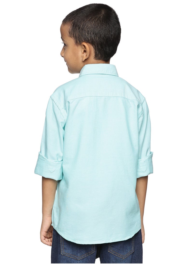 Boys' Long Sleeve Oxford Dress Shirt | Kids Classic Formal Button Down Shirt | Collared Neck Cotton Shirt - Sea Green