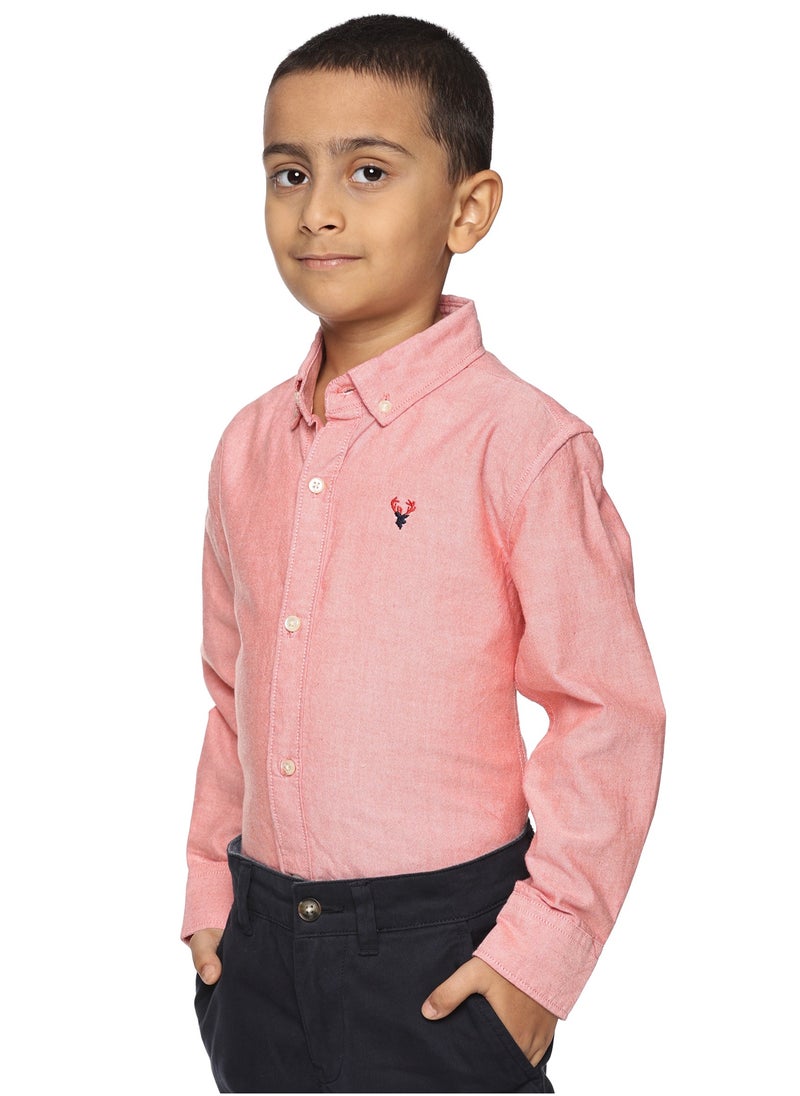 Boys' Long Sleeve Oxford Dress Shirt | Kids Classic Formal Button Down Shirt | Collared Neck Cotton Shirt