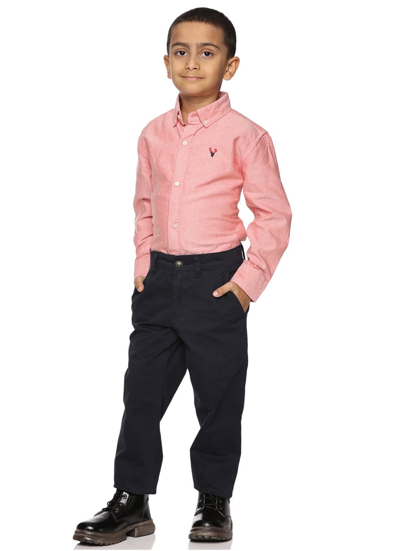 Boys' Long Sleeve Oxford Dress Shirt | Kids Classic Formal Button Down Shirt | Collared Neck Cotton Shirt