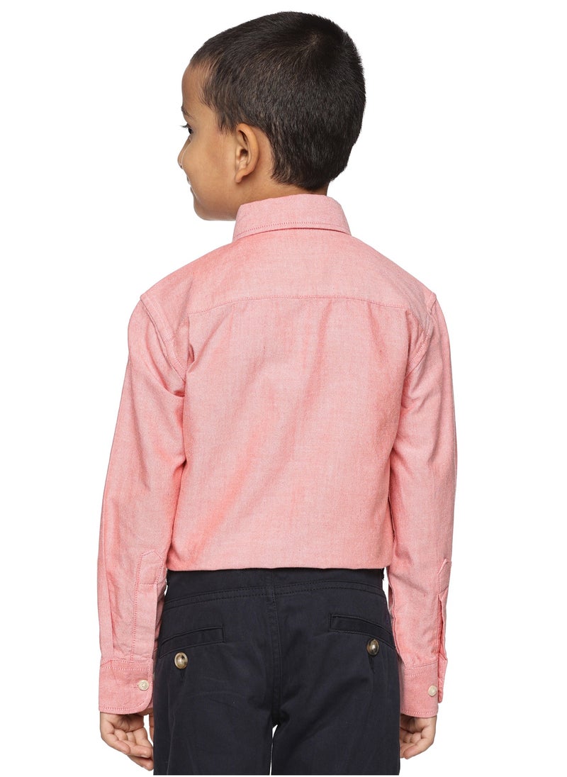 Boys' Long Sleeve Oxford Dress Shirt | Kids Classic Formal Button Down Shirt | Collared Neck Cotton Shirt