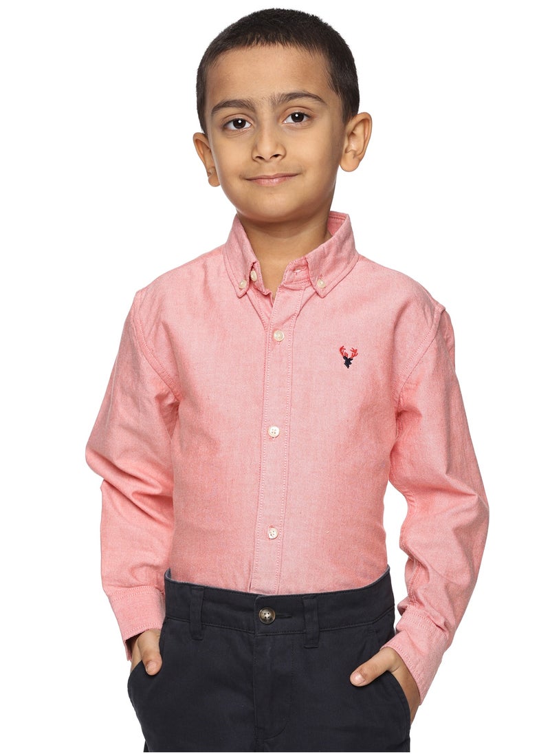 Boys' Long Sleeve Oxford Dress Shirt | Kids Classic Formal Button Down Shirt | Collared Neck Cotton Shirt