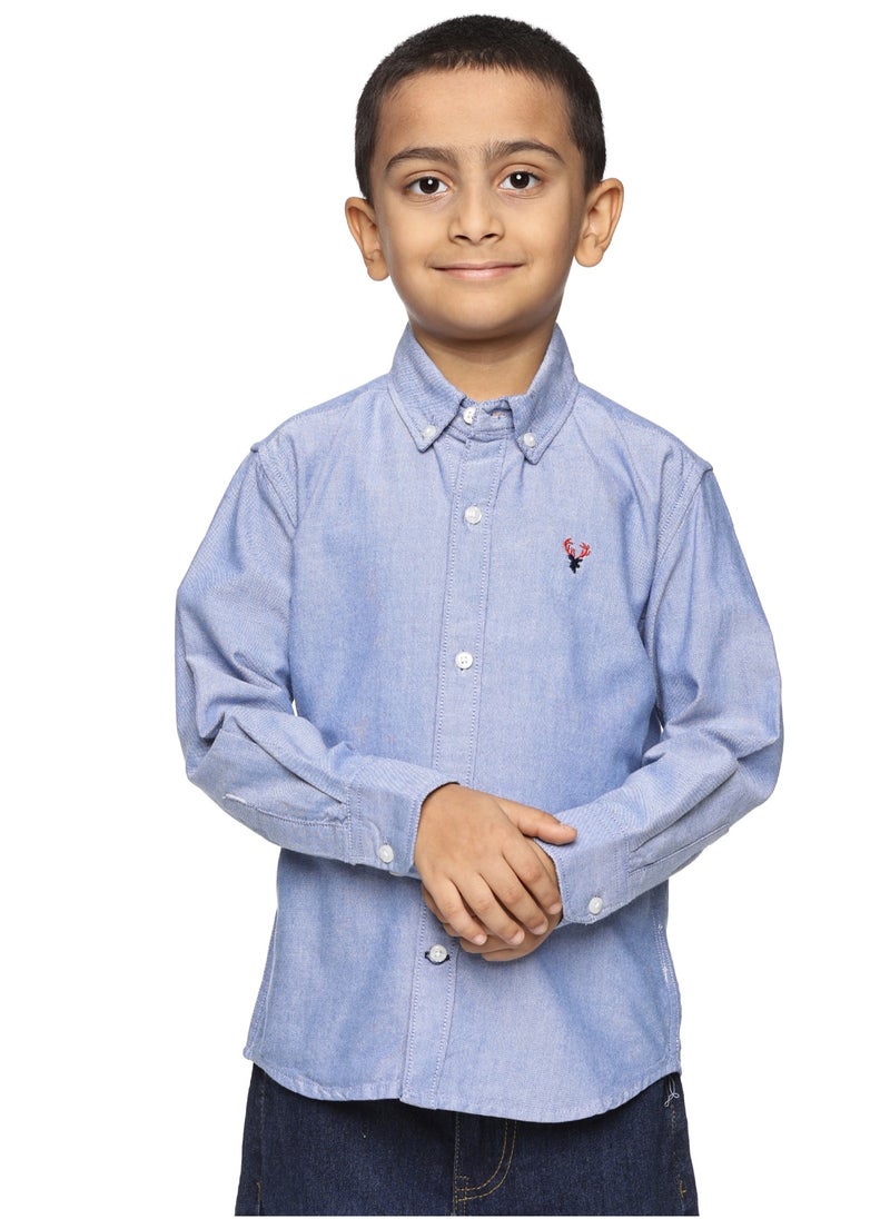 Boys' Long Sleeve Oxford Dress Shirt | Kids Classic Formal Button Down Shirt | Collared Neck Cotton Shirt