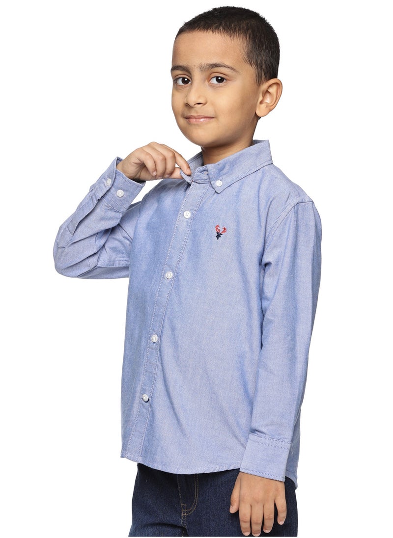 Boys' Long Sleeve Oxford Dress Shirt | Kids Classic Formal Button Down Shirt | Collared Neck Cotton Shirt