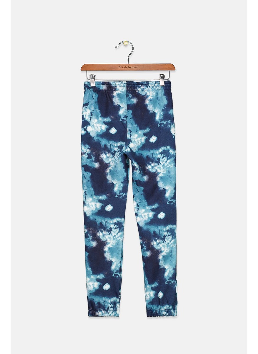 Kids Boy Drawstring Relaxed Tie Dye Jogger Pants, Navy Combo