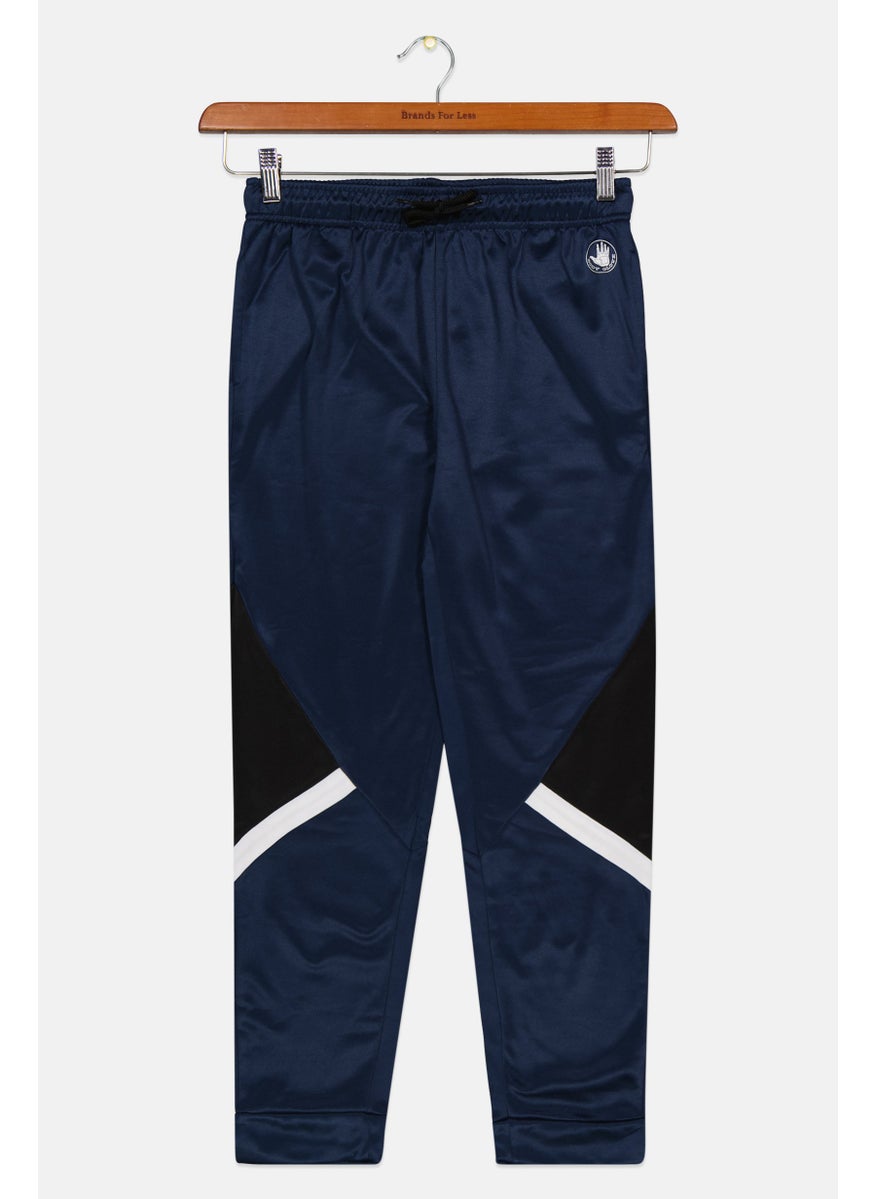 Kids Boy Drawstring Brand Logo Jogger Pants, Navy