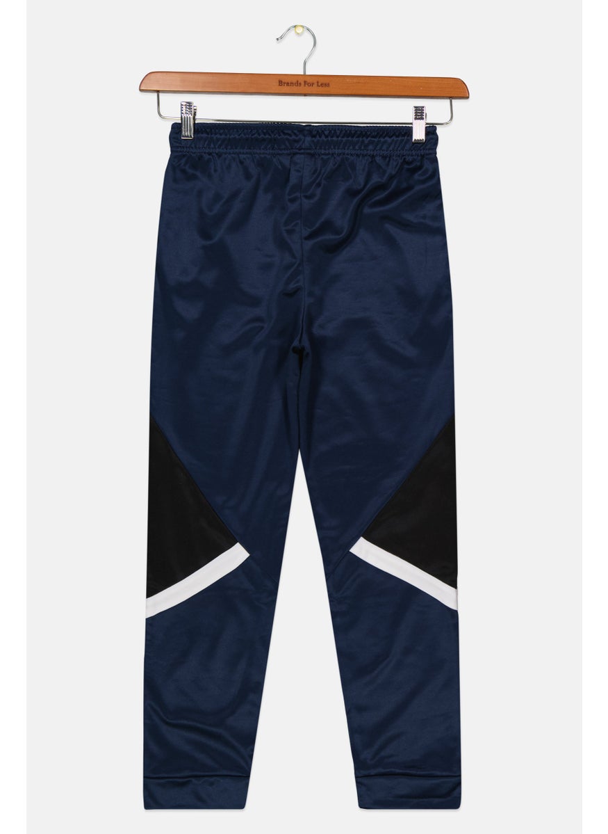 Kids Boy Drawstring Brand Logo Jogger Pants, Navy