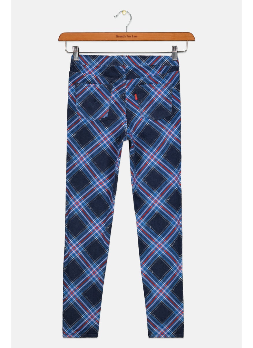 Kids Boys Plaid Pattern Pants, Navy Combo