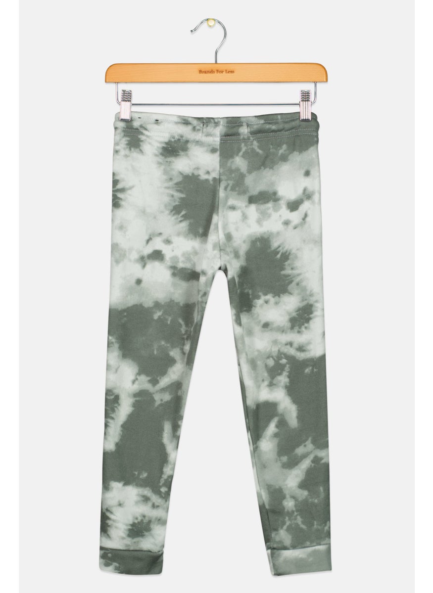 Kids Boy Pull On Tie Dye Joggers Pant, Olive Combo