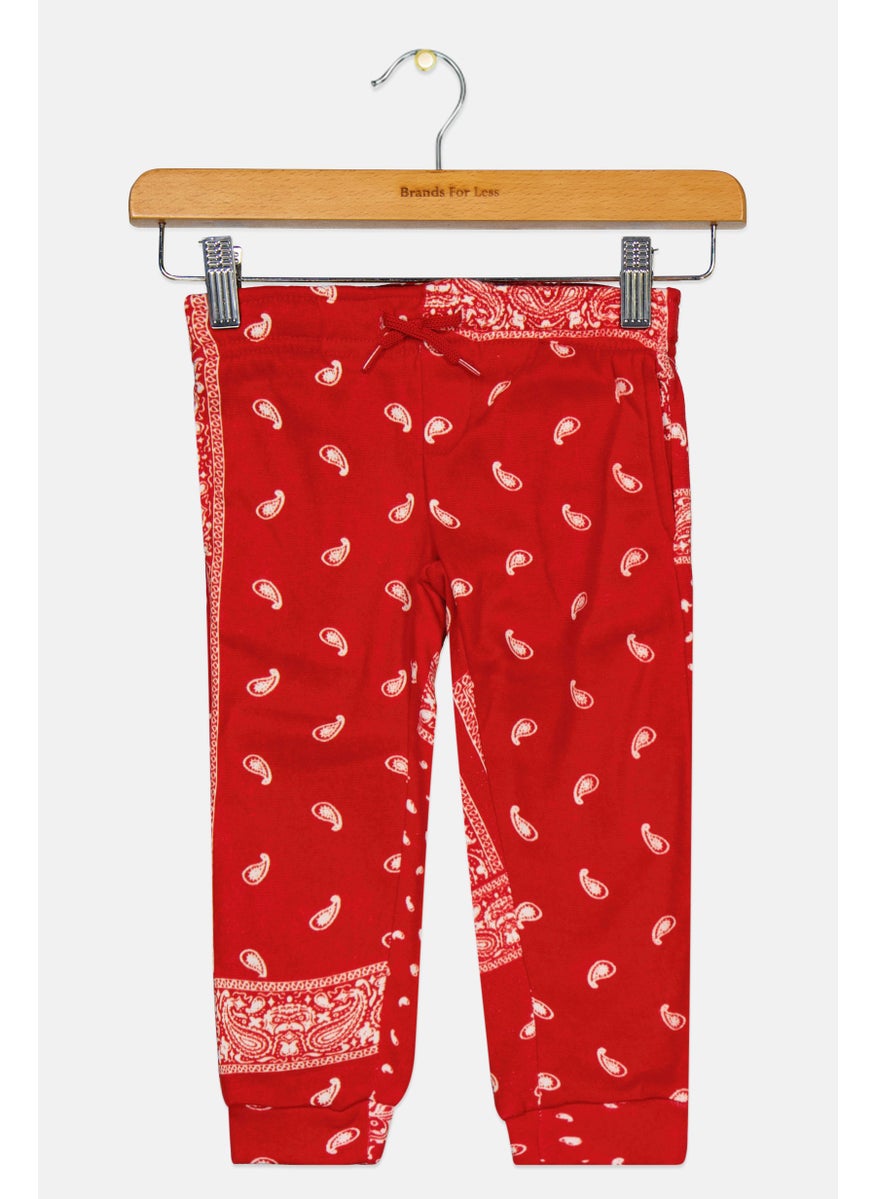 Toddlers Boy Paisley Print Sweatpants, Red