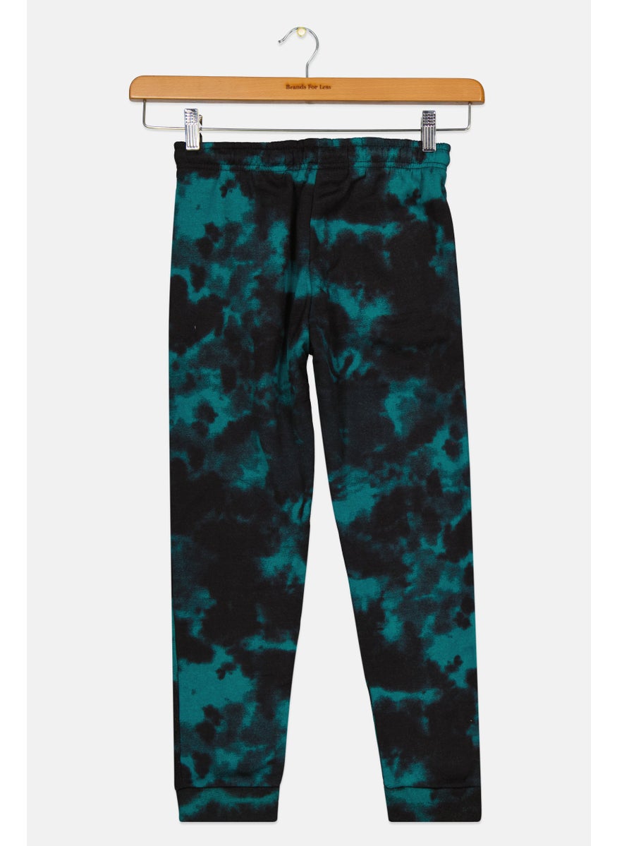 Kids Boy Drawstring Tie Dye Jogger Pants, Green