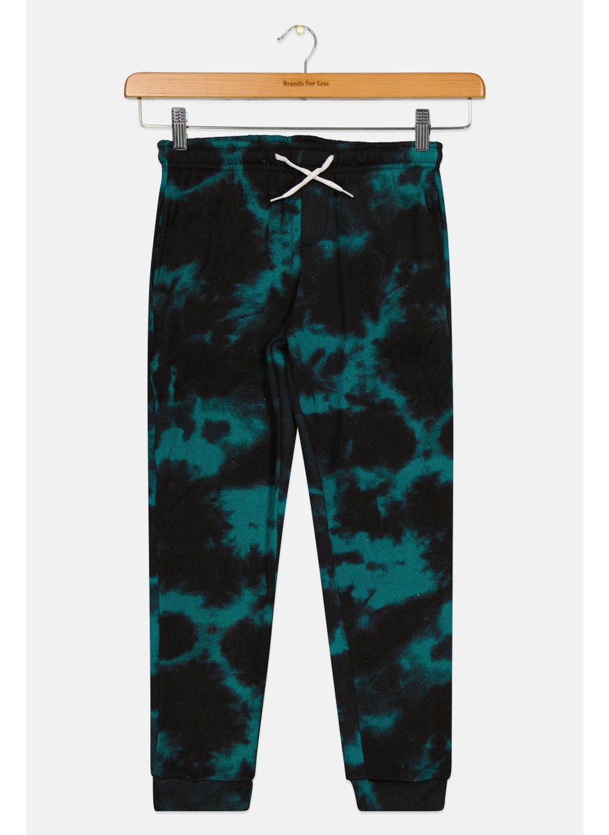 Kids Boy Drawstring Tie Dye Jogger Pants, Green