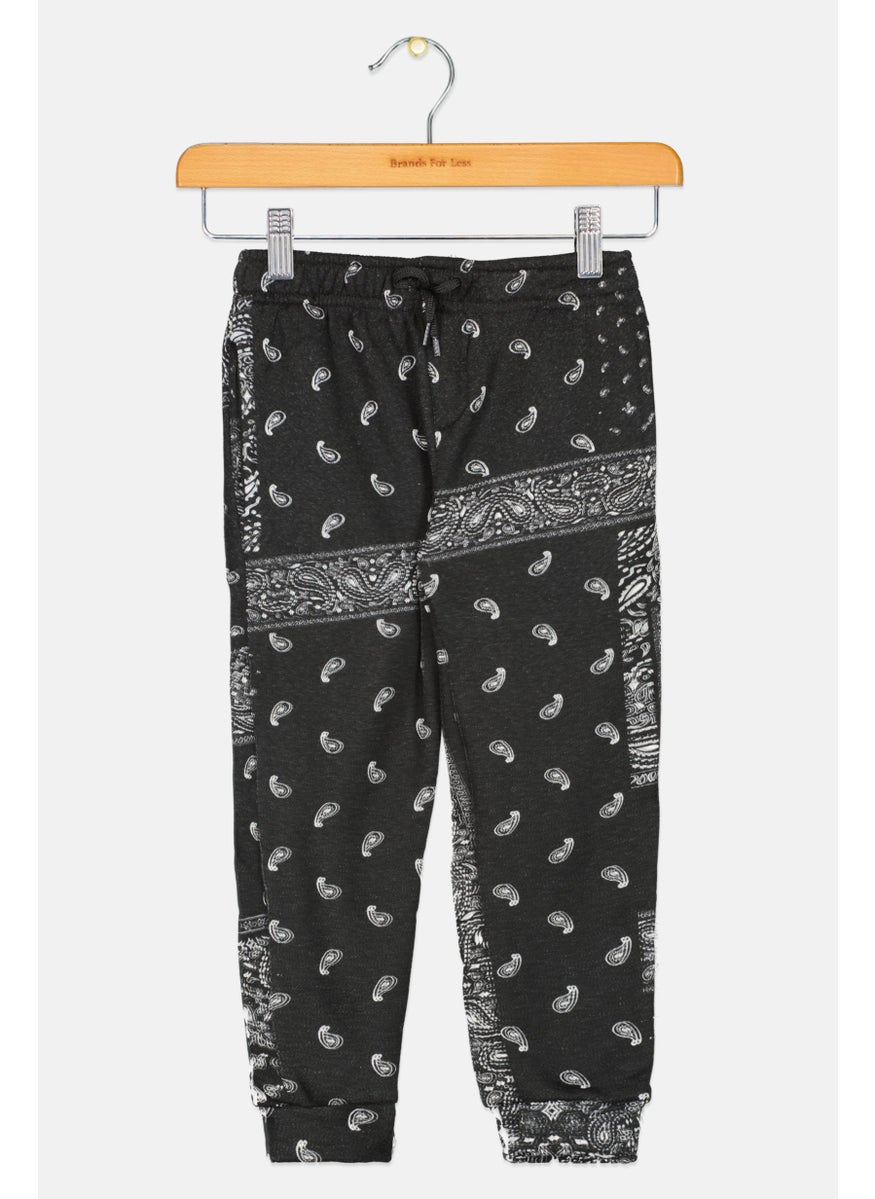 Kids Boy Paisley Print Sweatpants, Black Combo