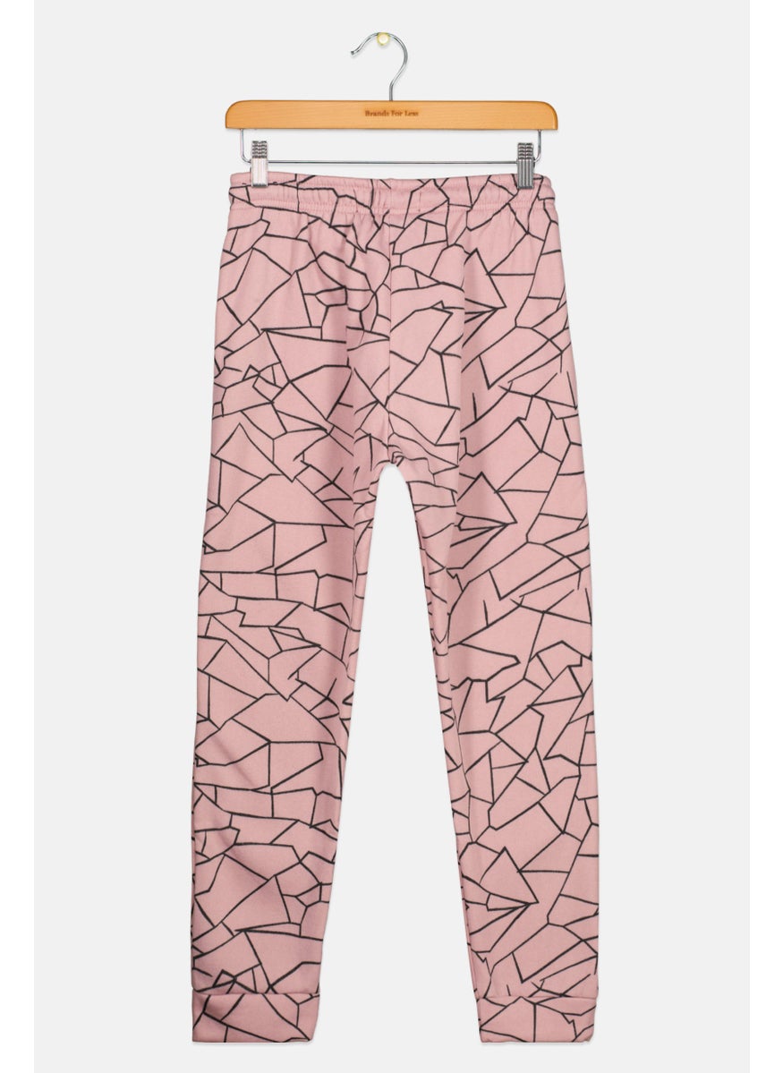 Kids Boy Geometric Drawstring Sweatpants, Pink