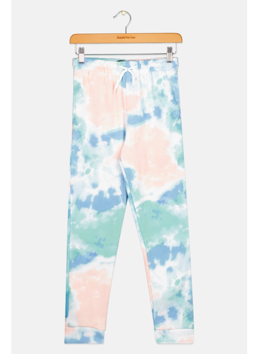 Kids Boy Drawstring Tie Dye Jogger Pants, White Combo