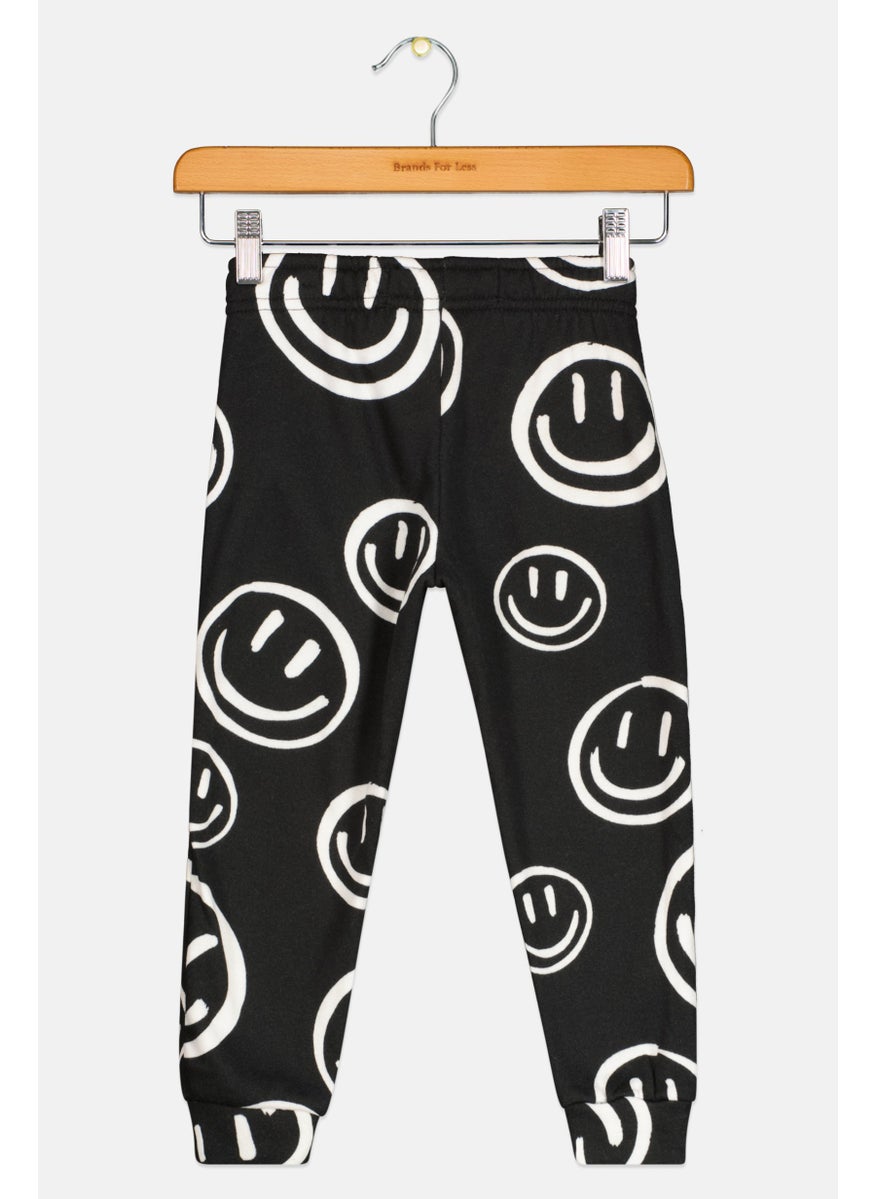 Toddler Boy Drawstring Allover Print Jogger Pants, Black