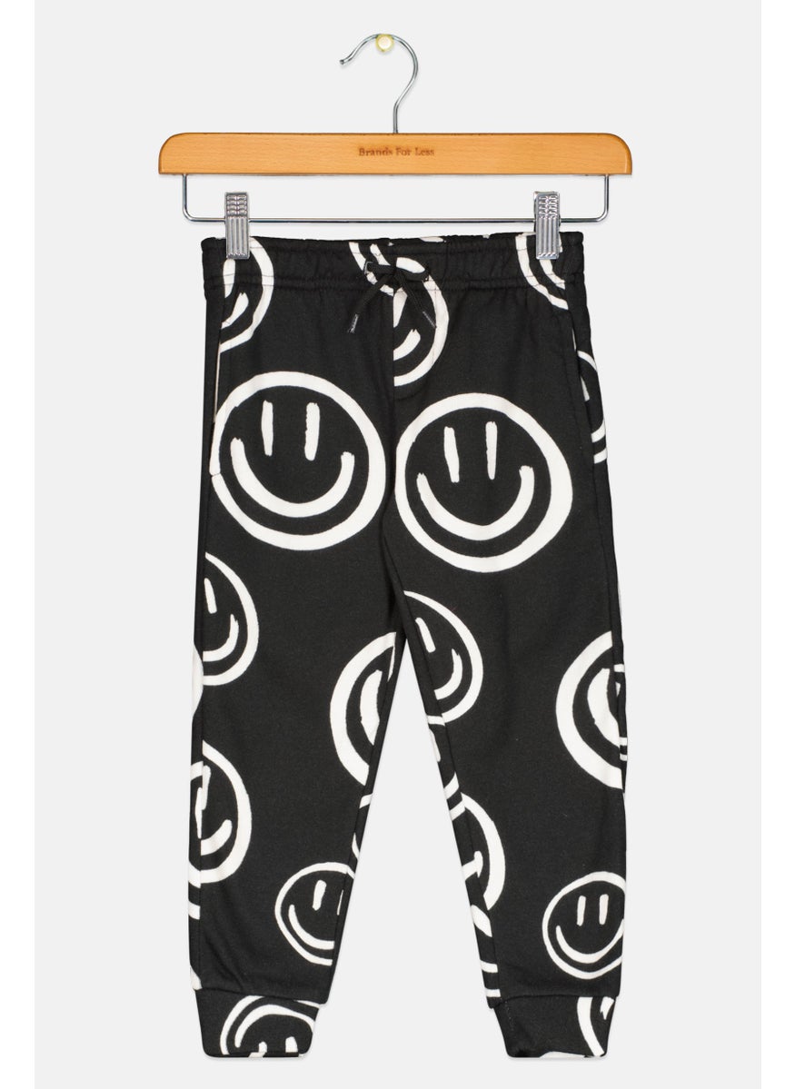 Toddler Boy Drawstring Allover Print Jogger Pants, Black