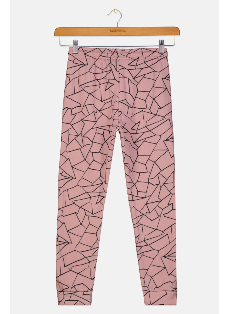 Kids Boy Geometric Drawstring Sweatpants, Pink