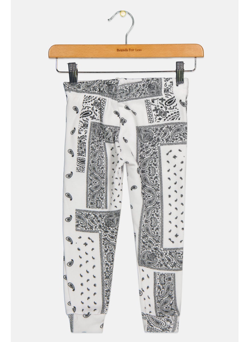 Kids Boy Paisley Print Sweatpants, White